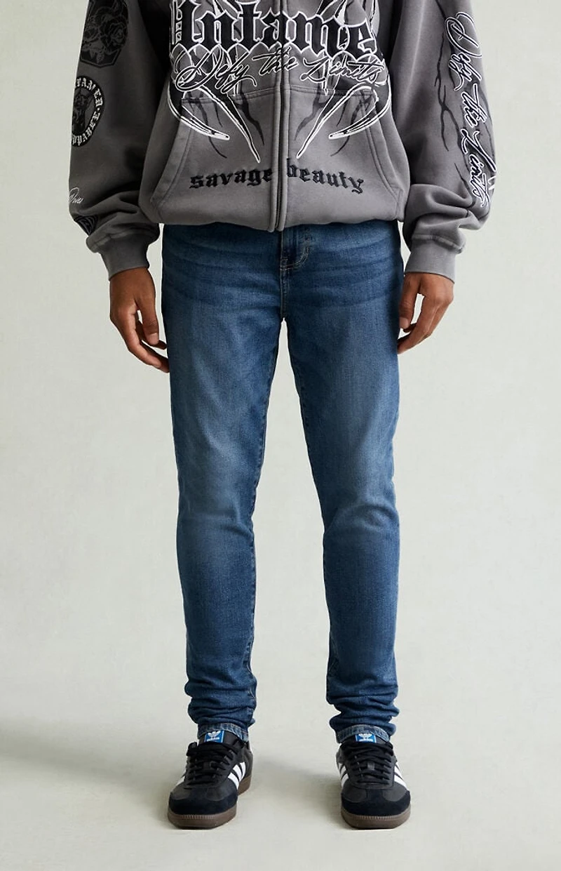 Pacsun Bryce Stacked Skinny Jeans Stretch Dark Blue