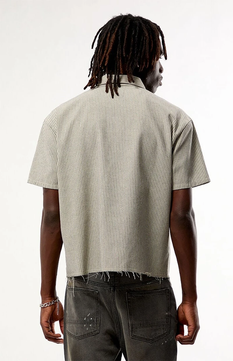 FORD Black and Cream Striped Quater Zip Shirt