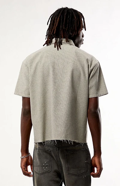 FORD Black and Cream Striped Quater Zip Shirt