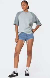 Edikted Oversized Raglan Waffle T-Shirt