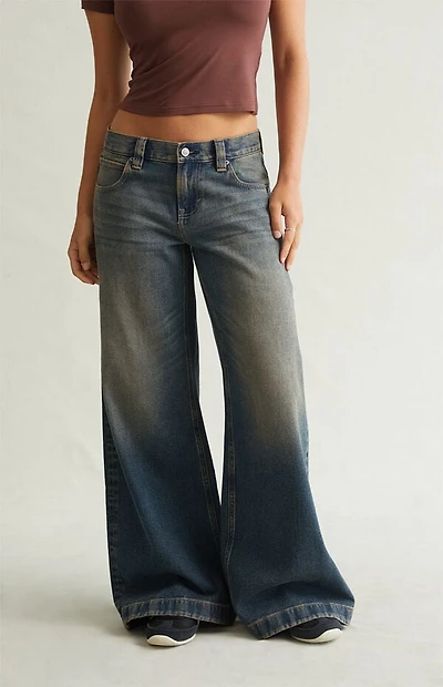 Pacsun Sloane Low Rise Ultra Baggy Jeans Dark Blue Tint