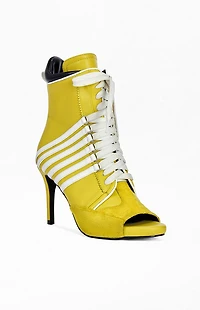 AZALEA WANG Women's Eleven Mustard Sporty Stiletto Booties