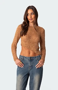 Edikted Sheer Loose Knit Asymmetric Top