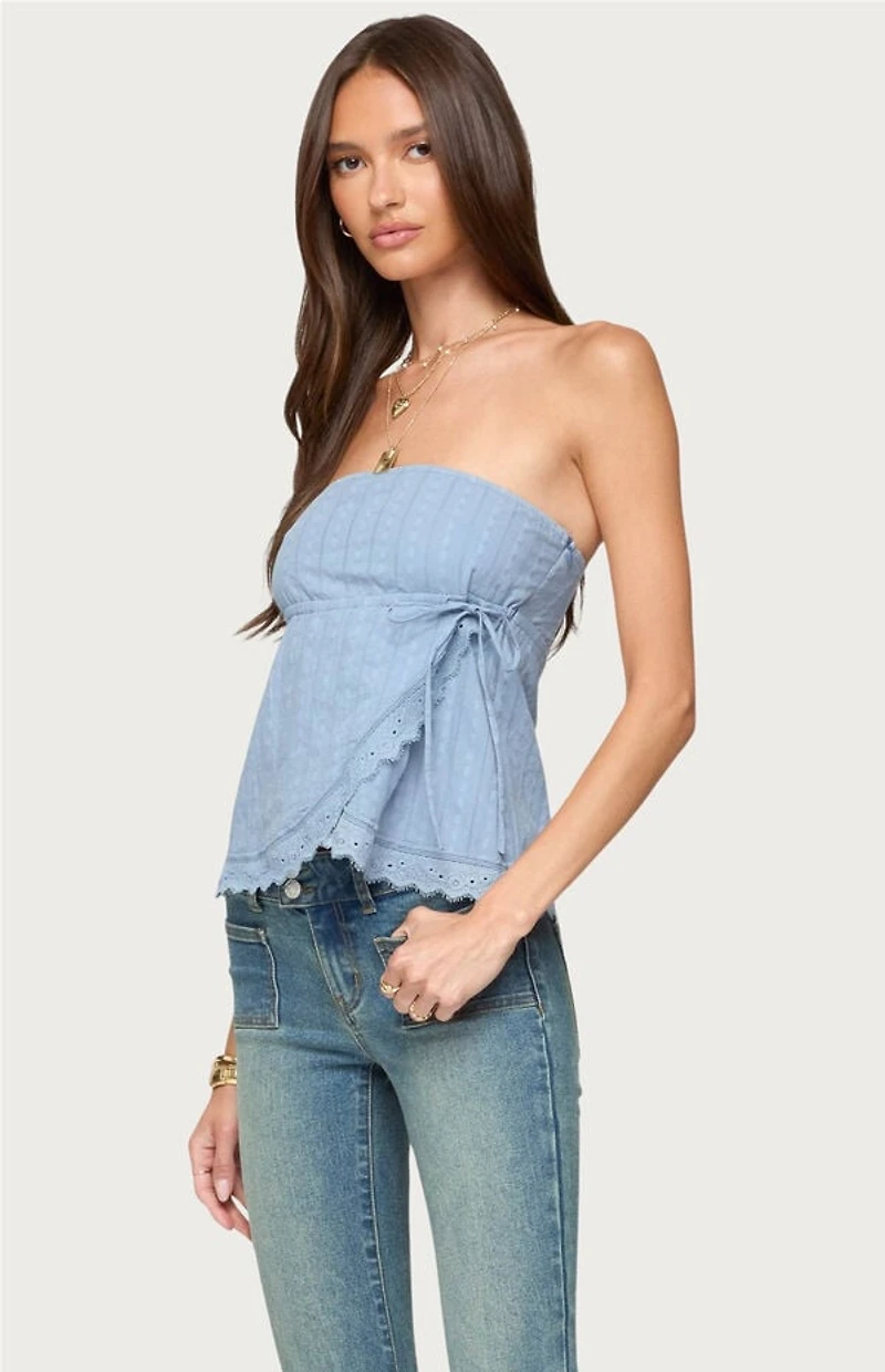 Edikted Narnie Striped Strapless Wrap Top