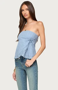 Edikted Narnie Striped Strapless Wrap Top