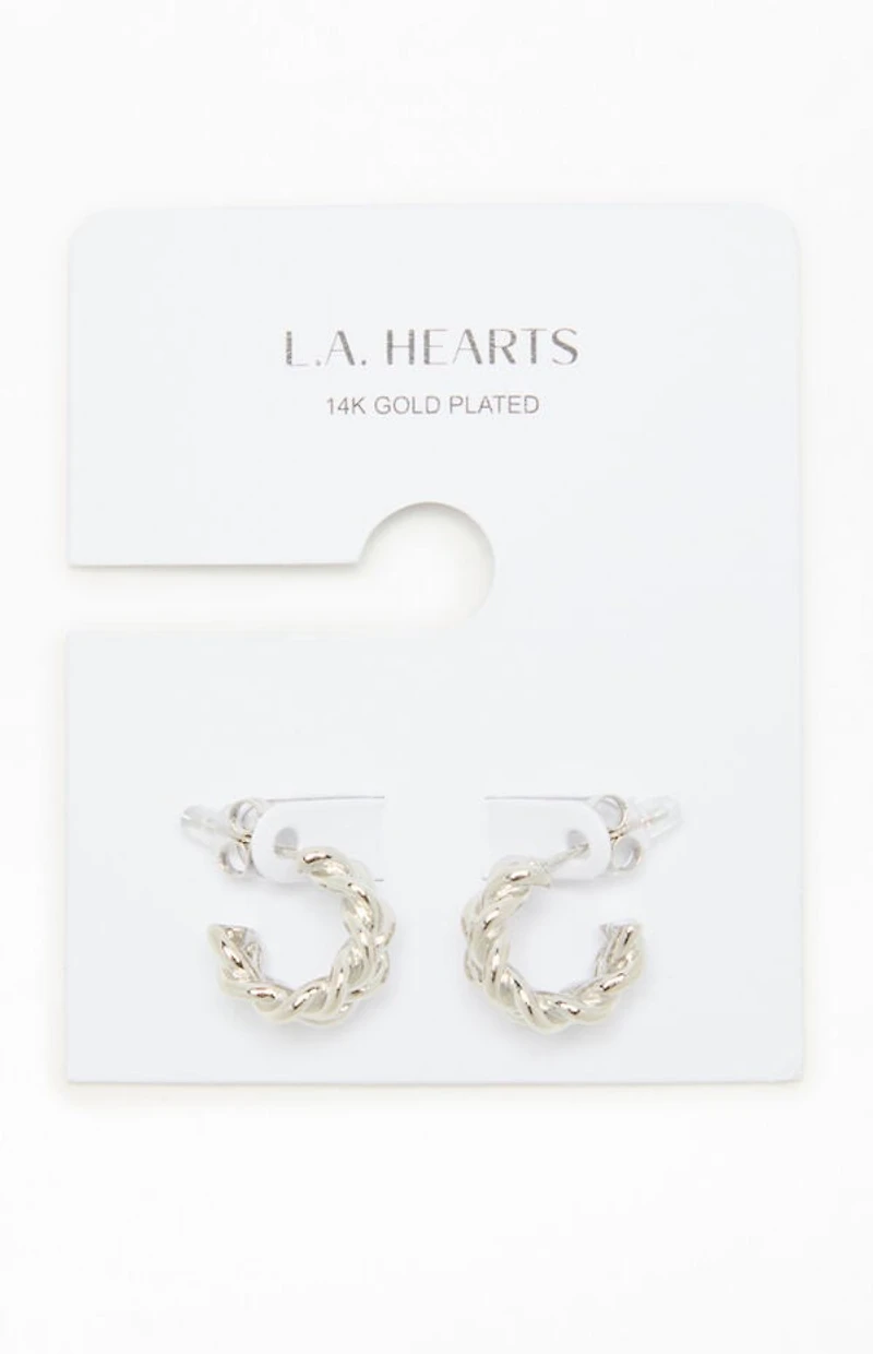 LA Hearts Silver 14K Gold Plated Braided Hoop Earrings