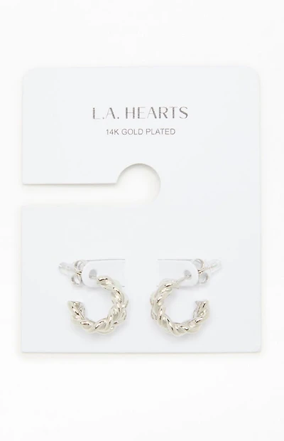 LA Hearts Silver 14K Gold Plated Braided Hoop Earrings