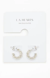 LA Hearts Silver 14K Gold Plated Braided Hoop Earrings