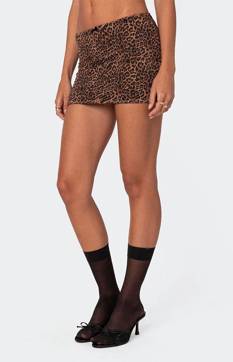 Edikted Edin Leopard Print Mesh Mini Skirt