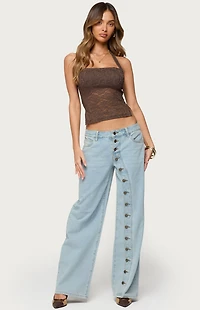 Edikted Zolah Lace Straight Neck Halter Top