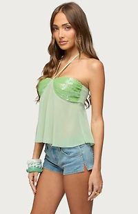 Edikted Kitty Sequin Halter Top