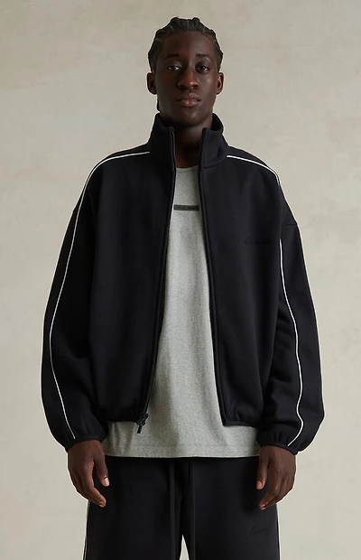 Fear of God ESSENTIALS Jet Black & Cloud White Modern Fleece Track Jacket