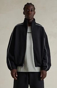 Fear of God ESSENTIALS Jet Black & Cloud White Modern Fleece Track Jacket