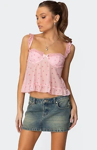 Edikted Pipa Floral Sheer Mesh Bra Top