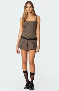 Edikted Callie Drop Waist Pleated Mini Dress