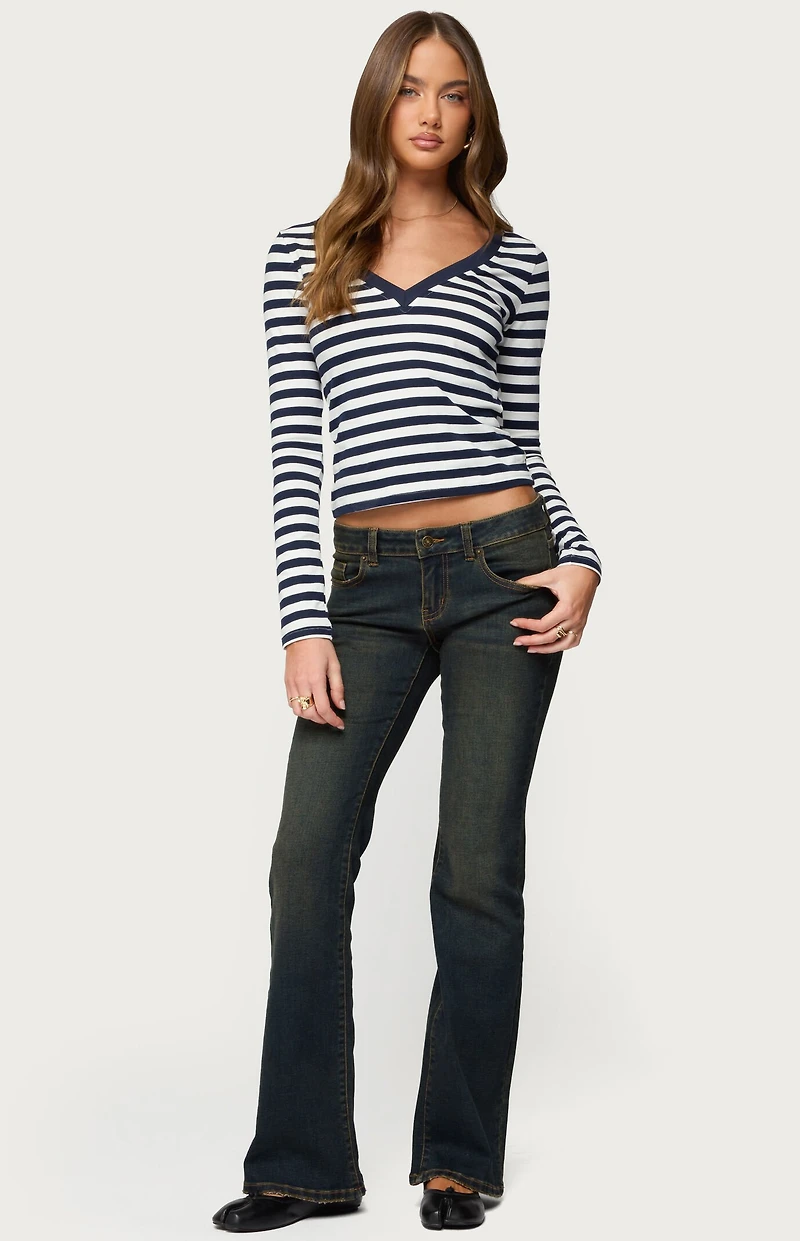 Edikted Solly Striped Long Sleeve T-Shirt
