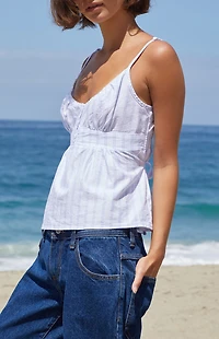 John Galt White Striped Tiffany Tank Top