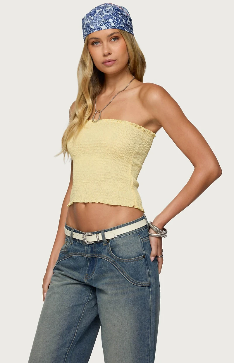 Edikted Emmet Strapless Scrunch Top