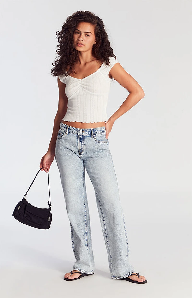 Pacsun Jordyn Low Rise Straight Leg Jeans Acid Light Indigo