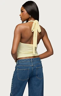 Edikted Maylah Keyhole Striped Textured Halter Top