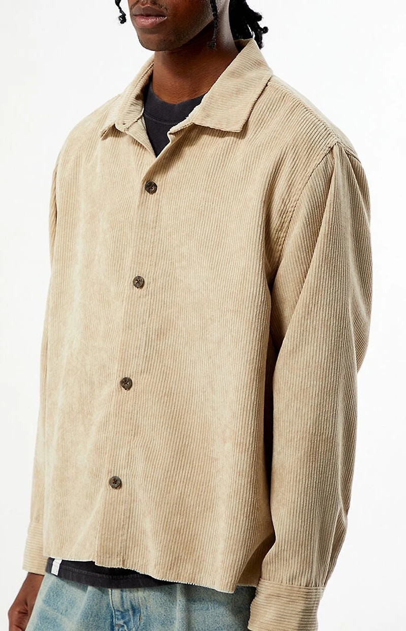 Pacsun Enzo Khaki Corduroy Long Sleeve Shirt