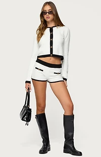 Edikted Mara Contrast Textured Knit Shorts
