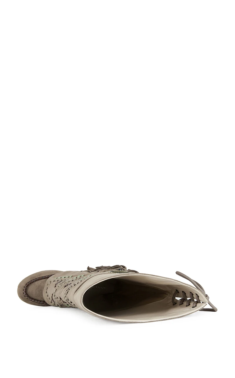 AZALEA WANG Women's Edmund Brown Faux Suede Flat Moccasin Boots