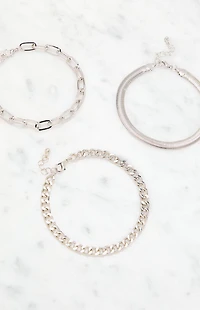 LA Hearts 3 Pack Metal Chain Bracelets