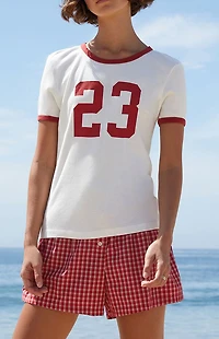 John Galt White Hailie 23 Ringer T-Shirt