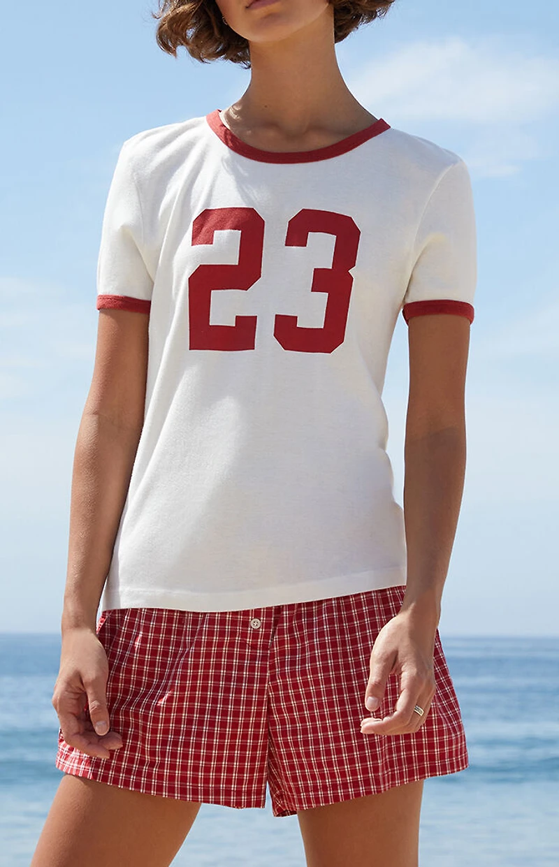 John Galt White Hailie 23 Ringer T-Shirt