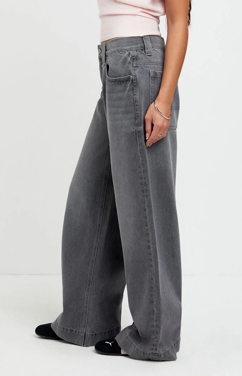 Pacsun Sloane Low Rise Ultra Baggy Jeans Back Tab Gray