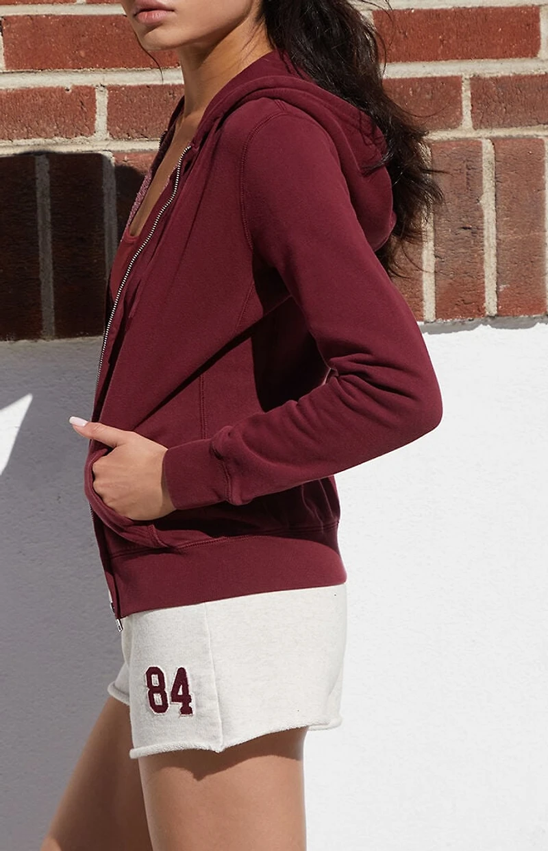John Galt Burgundy Zip Up Hoodie