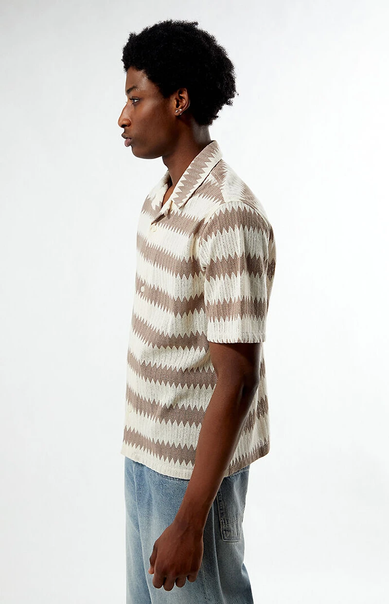 Pacsun Brown & Cream Textured Oversized Resort Camp Shirt