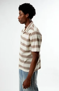 Pacsun Brown & Cream Textured Oversized Resort Camp Shirt
