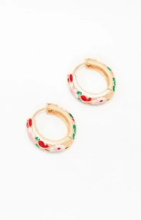 LA Hearts Floral Hoop Earrings