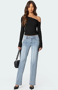 Edikted Avril Bootcut Low Rise Jeans