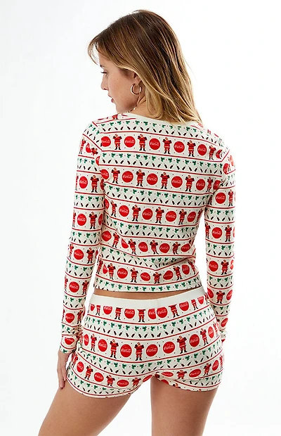 Coca Cola By PacSun Holiday Henley Long Sleeve Top