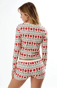 Coca Cola By PacSun Holiday Henley Long Sleeve Top
