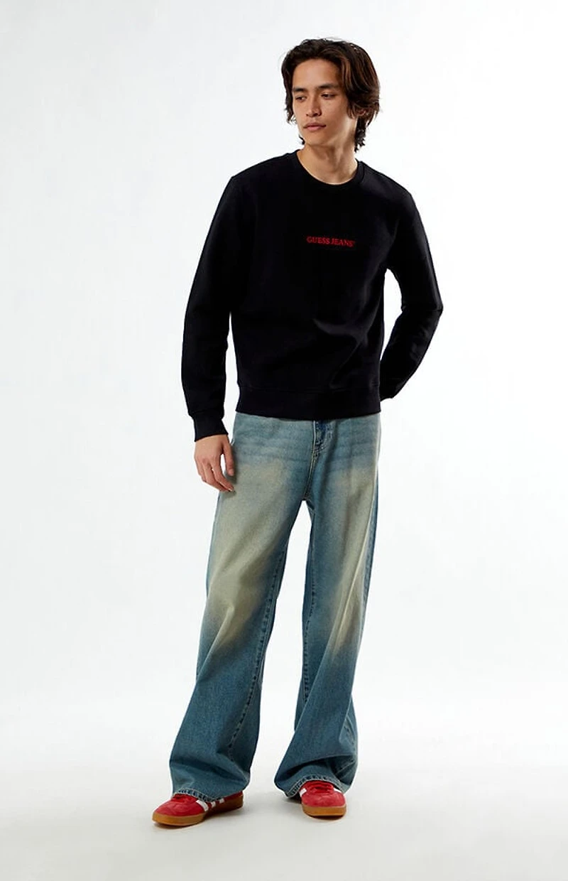 Guess Jeans Black Embroidered Crew Neck Sweatshirt