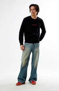 Guess Jeans Black Embroidered Crew Neck Sweatshirt