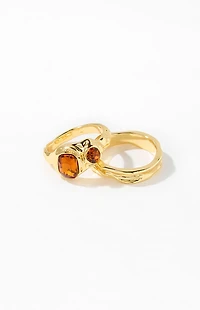 Pacsun 2 Pack Gold Gemstone Rings