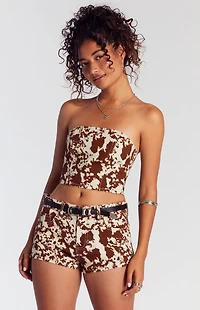 Pacsun Cow Print Denim Micro Shorts