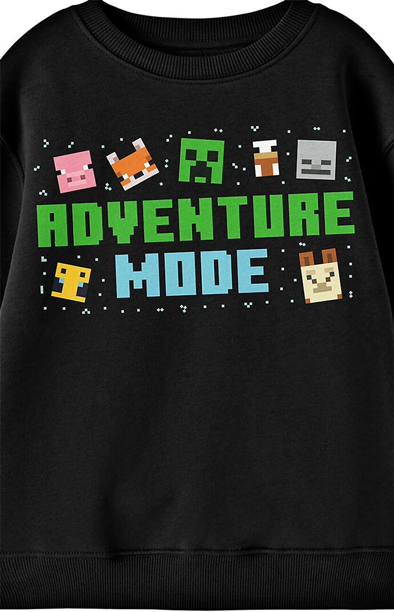 Kids Minecraft Adventure Mode Crew Neck Sweatshirt