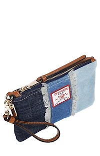True Religion Frayed Panel Denim Pouch Wristlet