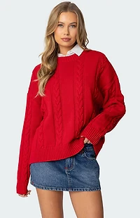 Edikted Acacia Oversized Cable Knit Sweater