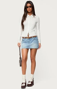 Edikted Pennie Iridescent Button Up Shirt