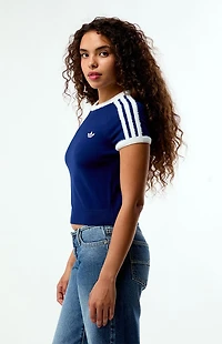 adidas Navy Knit Short Sleeve Crop Top