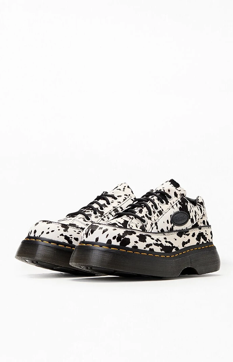 Dr Martens Women's Buzz 5-Eye Dalmatian Hair On Leather Sneakers