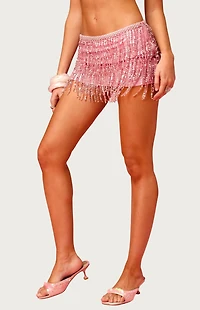 Edikted Disco Barbie Sequin Mini Skirt