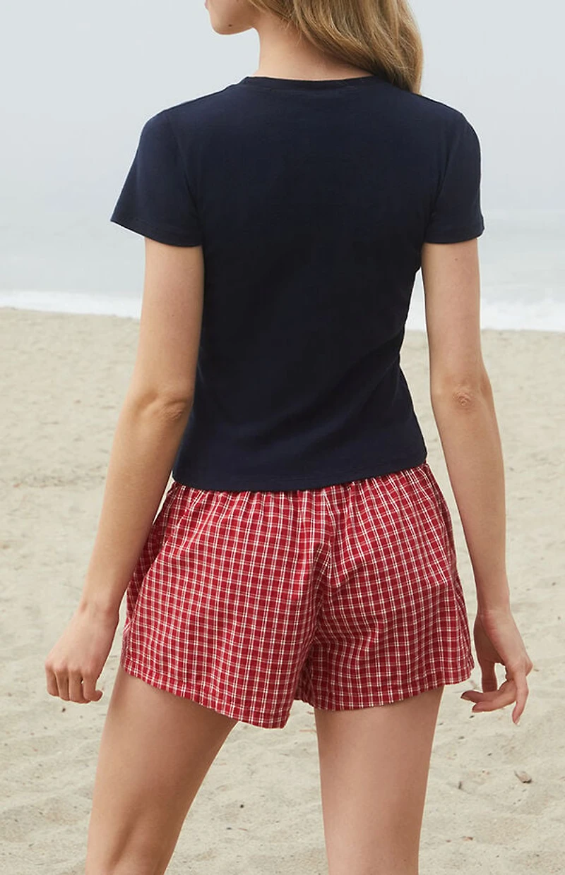 John Galt Red Plaid Keira Boxer Shorts